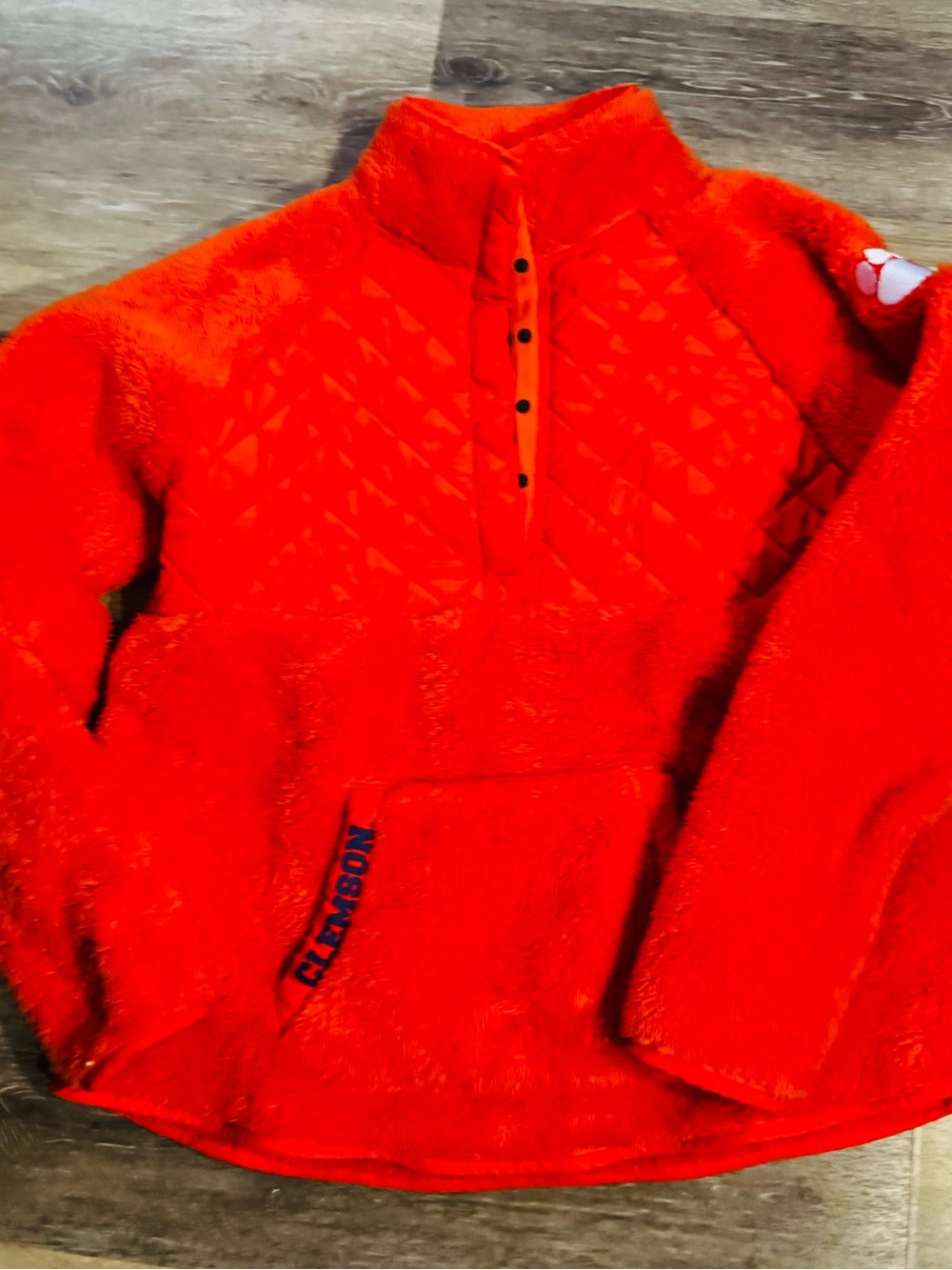 Orange Plush Quarter-Snap Pullover Jacket